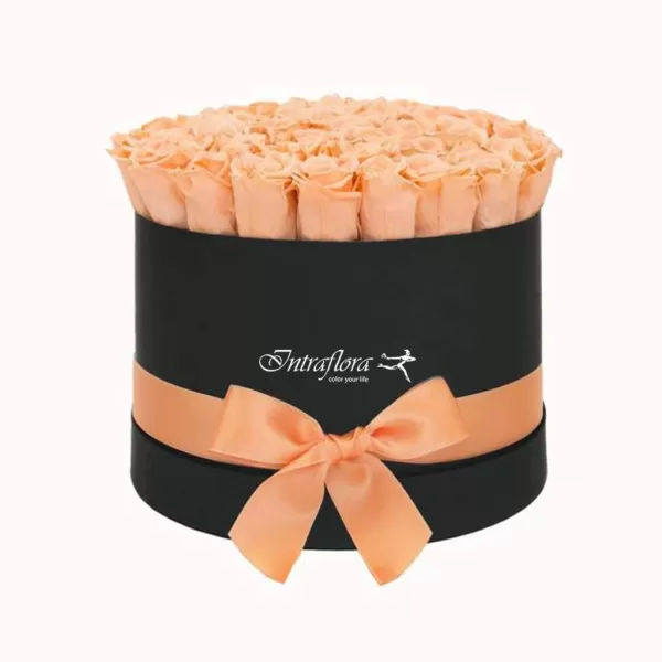 Peach Rose Esme Round Box- Black